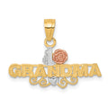10K Two-Tone and White Rhodium #1 GRANDMA Charm, 10 x 26 mm