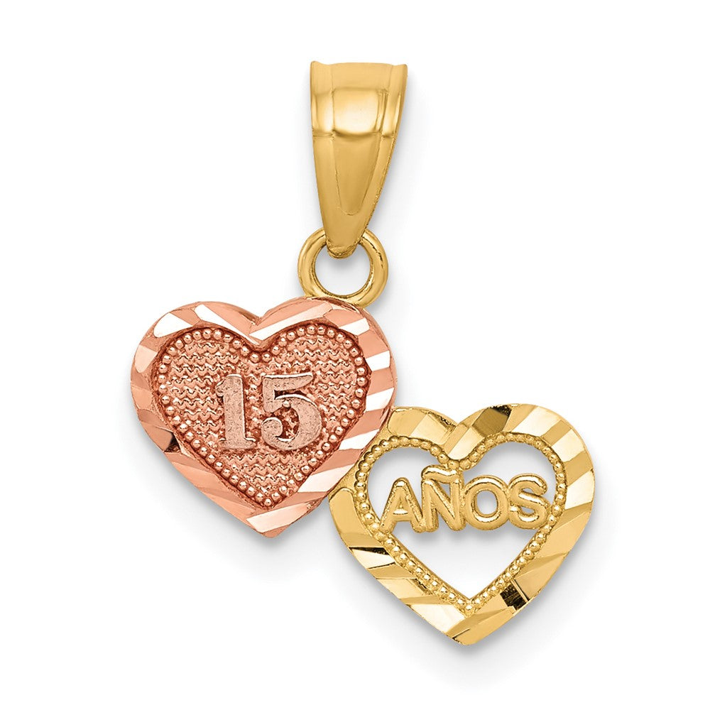 10K Two-Tone Small 15 ANOS Charm, 15 x 13 mm