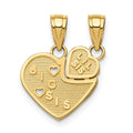 10K BIG SIS / LIL SIS 2-Piece Break-Apart Heart Charm, 18 x 12 mm