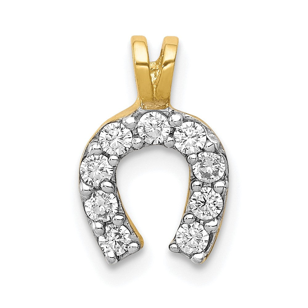 10k Small CZ Horseshoe Charm, 10 x 15 mm
