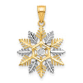 10K and White Rhodium Snowflake Charm, 25 x 16 mm