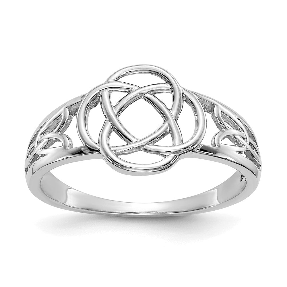 10k White Gold Polished Ladies Celtic Knot Ring, Size 7