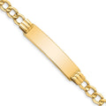 10k Polished Semi-Solid Chain/Solid Plate 5.9mm Curb Link 37x10mm Plate 8 inch ID Bracelet, 8 x 9.97 mm