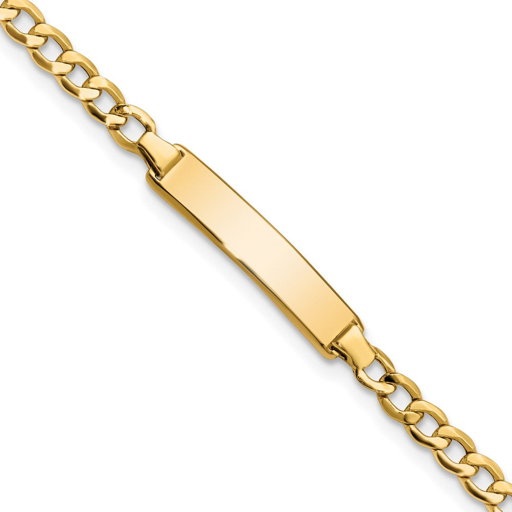 10k Polished Semi-Solid Chain/Solid Plate Cuban Link 23.5x4.5mm Plate 6 inch Baby/Child ID Bracelet, 6 x 4.17 mm