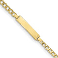 10k Polished Semi-Solid Chain/Solid Plate Cuban Link 20x4mm Plate 7 inch ID Bracelet, 7 x 4.44 mm
