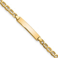 10k Polished Semi-Solid Chain/Solid Plate Anchor Link 23x4mm Plate 7 inch ID Bracelet, 7 x 4.44 mm