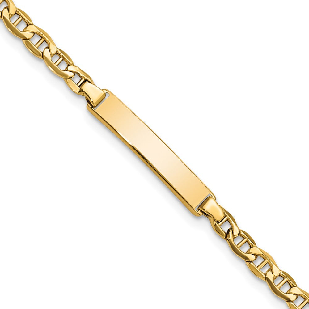 10k Polished Semi-Solid Chain/Solid Plate Anchor Link 23.3x4.5mm Plate 6 inch Baby/Child ID Bracelet, 6 x 4.4 mm