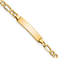 10k Polished Semi-Solid Chain/Solid Plate Figaro Link 23x4mm Plate 7 inch ID Bracelet, 7 x 4.44 mm