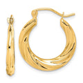 10k Fancy Small Hoop Earrings, 14 x 3 mm
