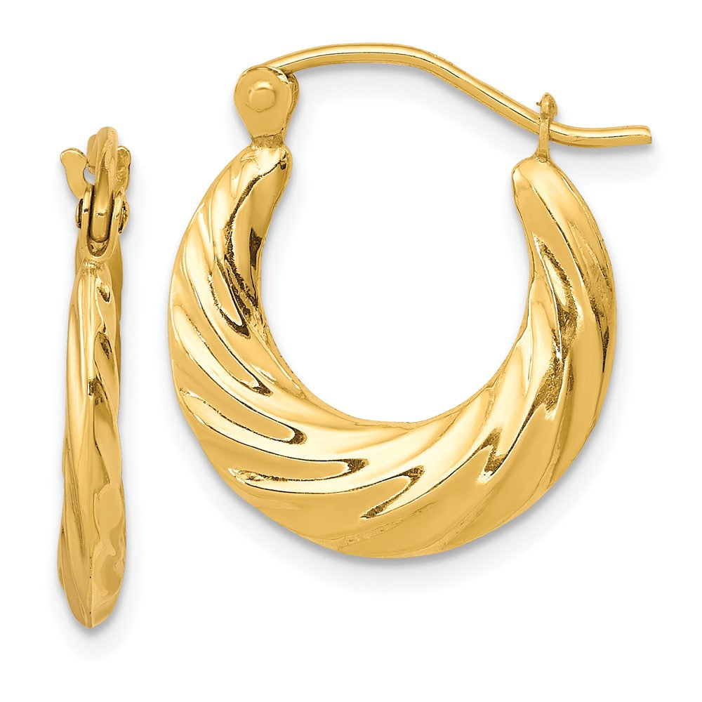 10k Fancy Small Hoop Earrings, 10 x 2 mm