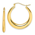 10k Polished Hollow Classic Earrings, 22 x 3 mm