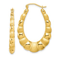 10k Satin and Polished Hollow Fancy Earrings, 15 x 4 mm