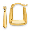 10K Hollow Squared Hollow Hoop Earrings, 15 x 12 mm