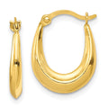 10K Hollow Hoop Earrings, 15 x 12 mm