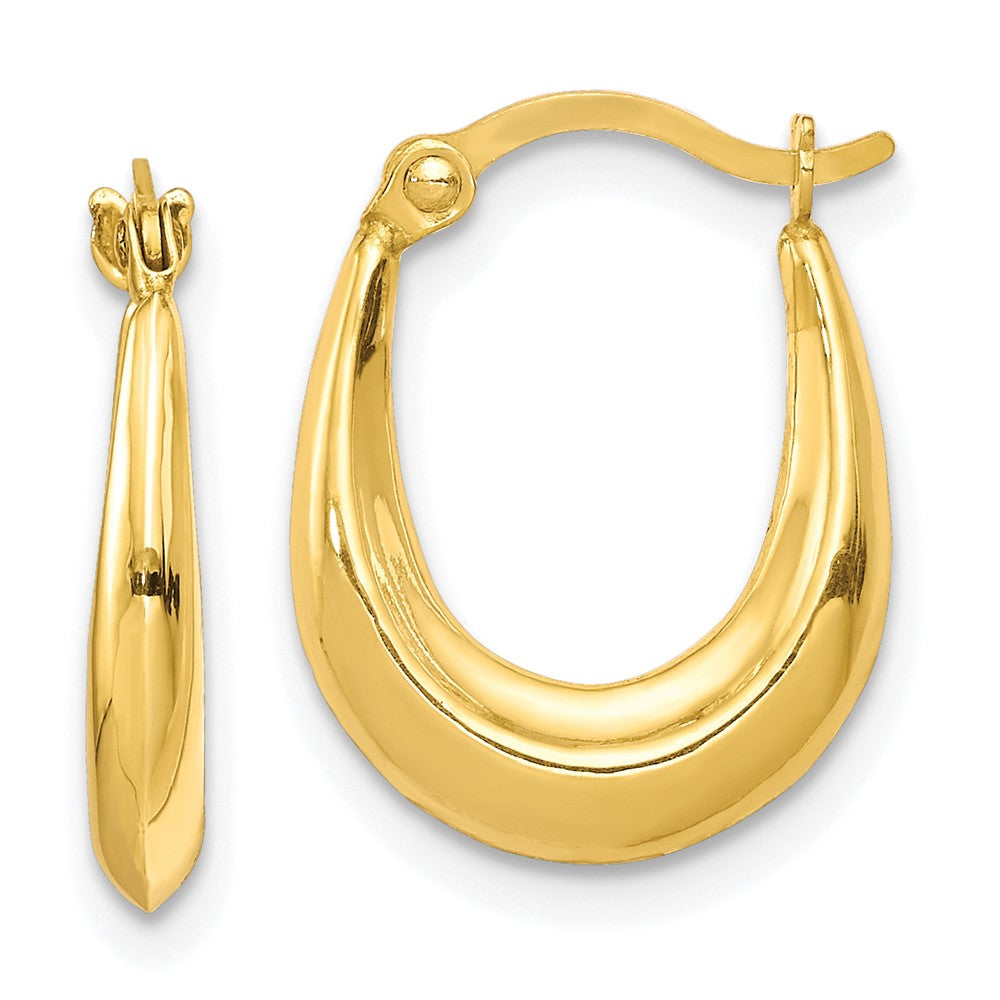 10K Hollow Hoop Earrings, 15 x 12 mm