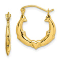 10K Dolphin Heart Hollow Hoop Earrings, 19 x 17 mm