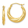 10K Textured Scalloped Hollow Hoop Earrings, 20 x 19 mm