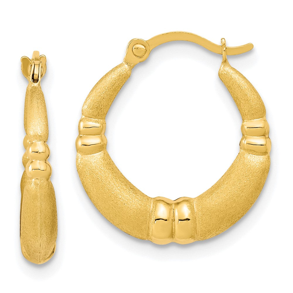 10k Polished and Satin Hoop Earrings, 18.08 x 16.35 mm