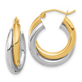 10k Two-tone Polished Double Tube Hoop Earrings, 28 x 7 mm