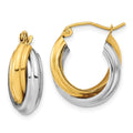 10k Two-tone Polished Double Hoop Earrings, 21 x 8.5 mm