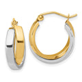 10k Two-tone Polished Double Hoop Earrings, 17.5 x 7 mm