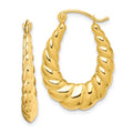 10k Polished Twisted Hollow Hoop Earrings, 24.97 x 17.8 mm