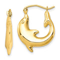 10k Polished Dolphin Hoop Earrings, 21.97 x 3.75 mm