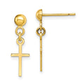 10k Polished Cross Dangle Post Earrings, 20.52 x 6.21 mm