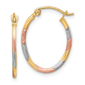 10k & White and Rose Rhodium Diamond Cut Hoop Earrings, 20.3 x 16.3 mm