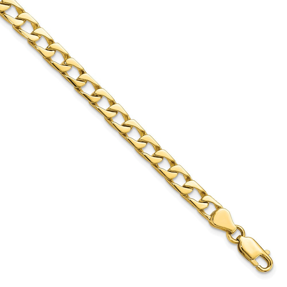 10k 5mm Fancy Polished Curb Link 8 inch Bracelet, 8 x 5 mm