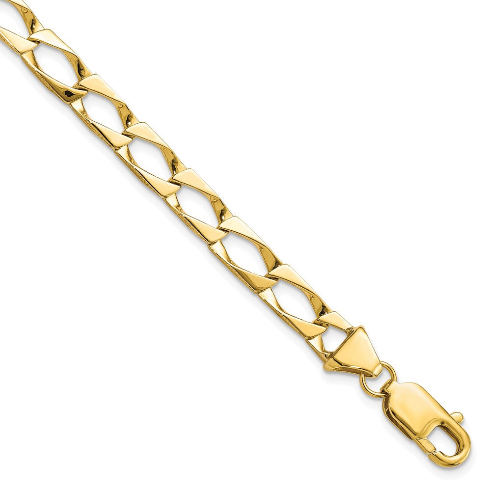 10k 5.75mm Fancy Polished Link 8 inch Bracelet, 8 x 5.75 mm