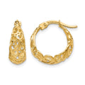 10K Polished Hinged Hoop Earrings, 15 x 6.25 mm