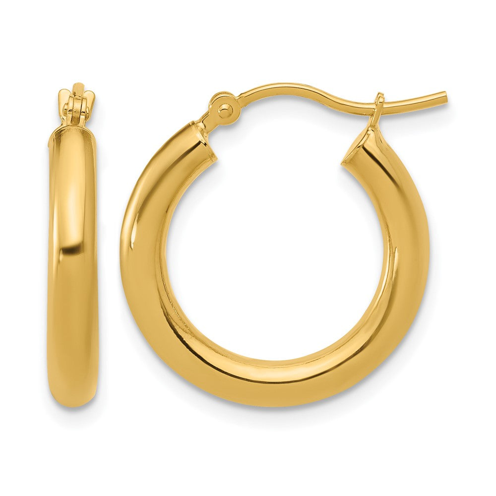 10K Polished Hinged Hoop Earrings, 20 x 3 mm