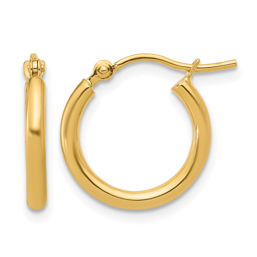 10K Polished Hinged Hoop Earrings, 15 x 2 mm, 0.82 g