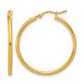 10K Polished Hinged Hoop Earrings, 30 x 3 mm, 1.67 g