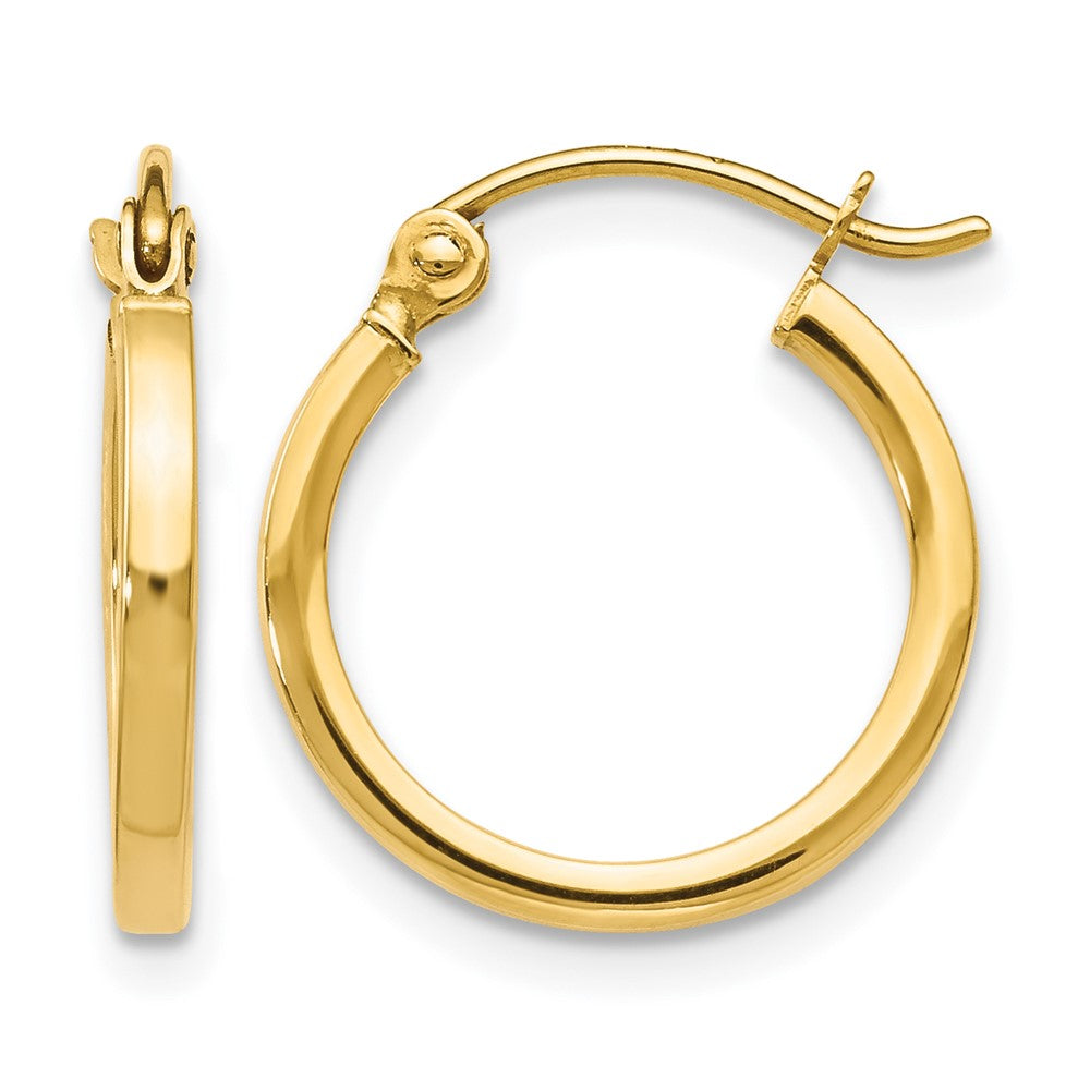 10K Polished Hinged Hoop Earrings, 15 x 2 mm, 0.68 g