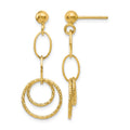 10K Post Dangle Earrings, 32 x 13 mm