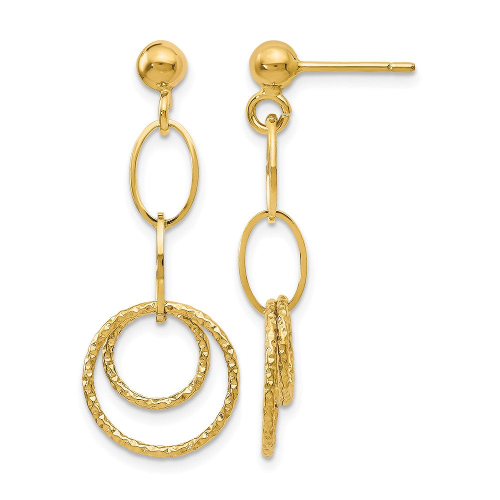 10K Post Dangle Earrings, 32 x 13 mm