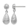 10K White Gold D/C Post Dangle Earrings, 20 x 19 mm