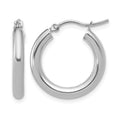 10K White Gold Polished Hinged Hoop Earrings, 20 x 2 mm, 1.42 g