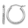 10K White Gold D/C Hinged Hoop Earrings, 17 x 2 mm