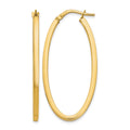 10K Polished Oval Hinged Hoop Earrings, 41 x 10 mm