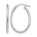 10K White Gold Polished Oval Hinged Hoop Earrings, 26 x 2 mm, 1.18 g