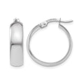 10K White Gold Polished Hinged Hoop Earrings, 19 x 4 mm