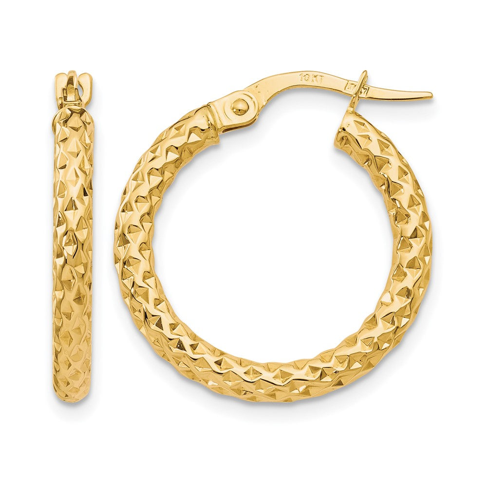 10K Polished D/C Hoop Earrings, 23 x 4 mm