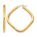 10K Polished Square Hoop Earrings, 42 x 3 mm