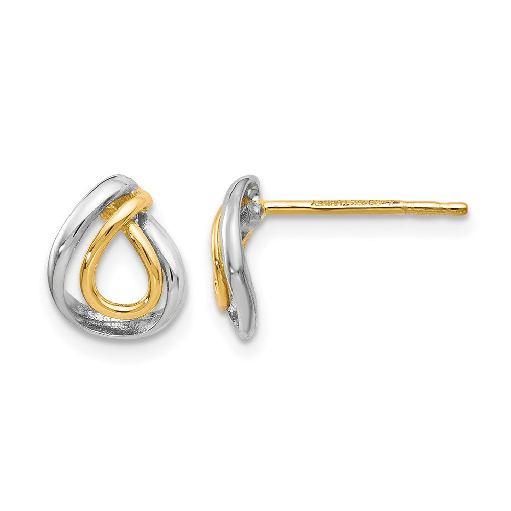 10K w/White Rhodium Polished Post Earrings, 9 x 8.75 mm
