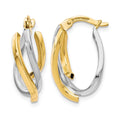 10K Two-tone Polished Twisted Hoop Earrings, 19 x 9.5 mm