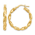 10K Polished Twisted Hoop Earrings, 27 x 3.25 mm, 1.54 g