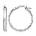 10K White Gold Polished Hoop Earrings, 20 x 3 mm